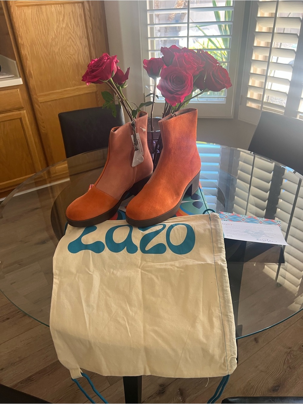 Women's Orange Suede Ankle Booties